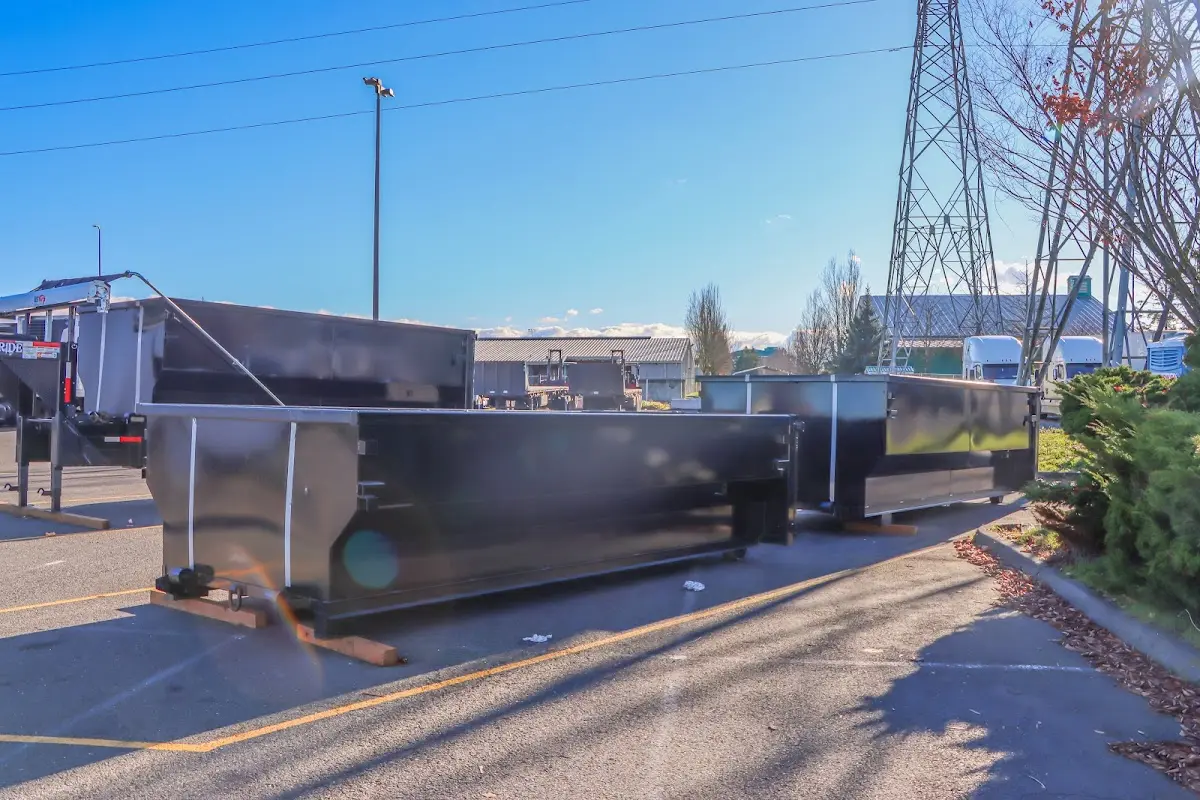 Roll-off dumpster ready for waste disposal at job site for 2 Yard Dumpster Rental in Rio Linda